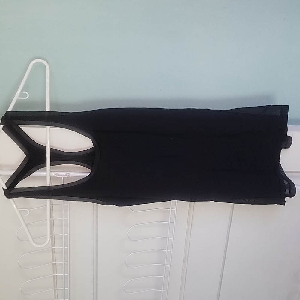 Lululemon Athletica Tank Top Y Racerback Black Mesh Active Run Outdoor Hike Yoga